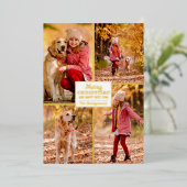 メリークリスマス4フォトコラージュ金ゴールド 箔シーズンカード (立ち正面)