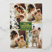 メリークリスマス4フォトコラージュ金ゴールド 箔シーズンカード (正面)