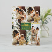 メリークリスマス4フォトコラージュ金ゴールド 箔シーズンカード (立ち正面)