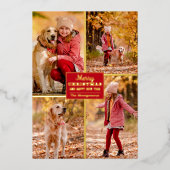 メリークリスマス4フォトコラージュ金ゴールド 箔シーズンカード (正面)