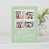 メリークリスマス4フォトコラージュ雪片パターン シーズンカード (スタンド正面)