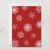 メリークリスマス4フォトコラージュ雪片レッド シーズンカード (裏面)