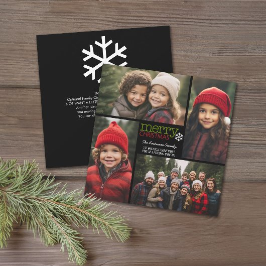 メリークリスマス4フォトコラージュ – 背面に文字 シーズンカード