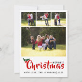 メリークリスマス4フォトストライプコラージュ 招待状 (正面)