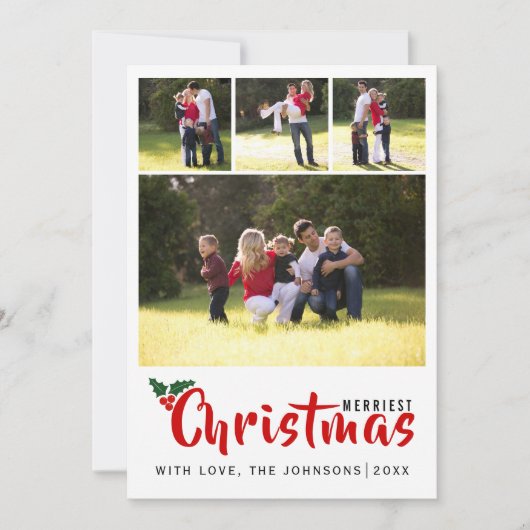 メリークリスマス4フォトストライプコラージュ 招待状 (正面)