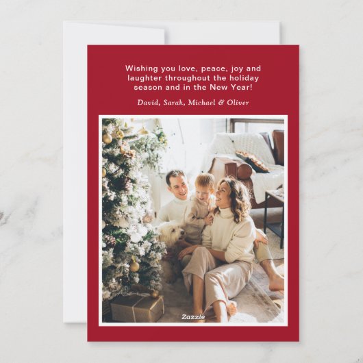 メリークリスマス4フォトフラットホリデーカード シーズンカード (裏面)