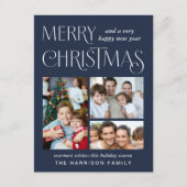 メリークリスマス4フォトブルー シーズンポストカード (正面)