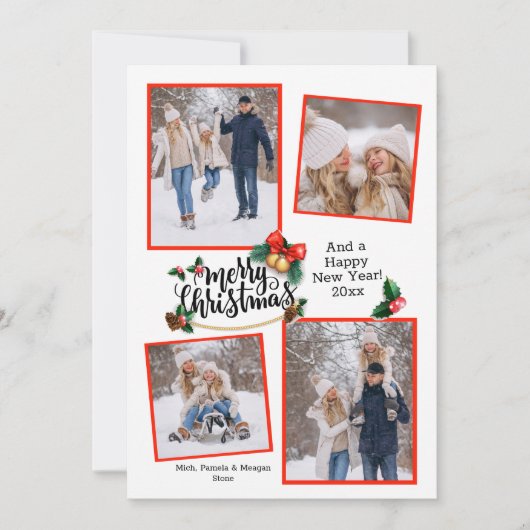 メリークリスマス4フォトホリデーカード 招待状 (正面)