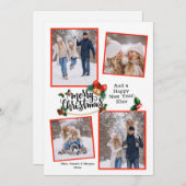 メリークリスマス4フォトホリデーカード 招待状 (正面/裏面)