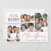 メリークリスマス4フォトレッドスクリプト シーズンカード (正面)