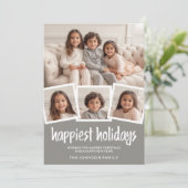 メリークリスマス4写真グレーコーラルボタニカルバック シーズンカード (スタンド正面)