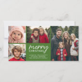 メリークリスマス4写真コラージュ – 緑を編集できる シーズンカード (正面)