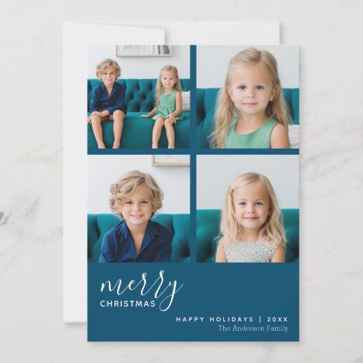 メリークリスマス4写真 – ブルーボタニカル シーズンカード (正面)