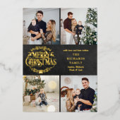 メリークリスマス4 Photo Collage Chalkboard金ゴールド 箔シーズンカード (正面)