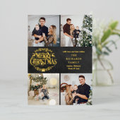 メリークリスマス4 Photo Collage Chalkboard金ゴールド 箔シーズンカード (立ち正面)