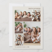 メリークリスマス5フォトコラージファミリーニュートラル シーズンカード (正面)