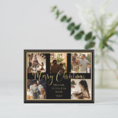 メリークリスマス5フォトコラージュ金ゴールドスクリプト シーズンポストカード (スタンド正面)