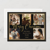 メリークリスマス5フォトコラージュ金ゴールドスクリプト シーズンポストカード (正面/裏面)