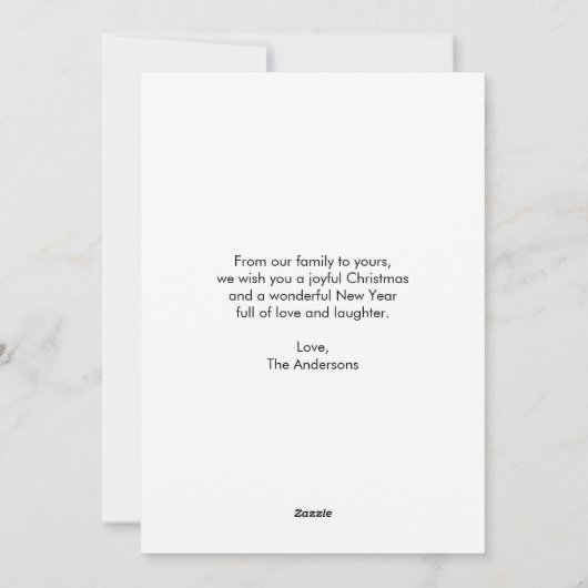 メリークリスマス5フォトファミリー白と黒 シーズンカード (裏面)