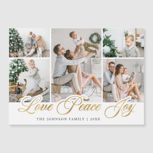 メリークリスマス5写真グリーティング磁気カード (正面)