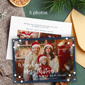 メリークリスマス5写真コラージュ海軍ブルー シーズンカード