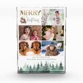 メリークリスマス5写真冬の森パーソナライズされた フォトブロック (正面)