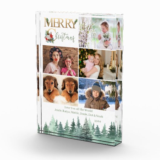 メリークリスマス5写真冬の森パーソナライズされた フォトブロック (右)