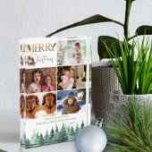 メリークリスマス5写真冬の森パーソナライズされた フォトブロック