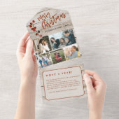 メリークリスマス5枚の写真素朴な木製のホリデーカード オールインワン招待状 (貼ってはがせる)