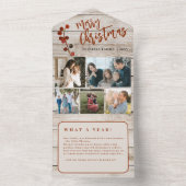 メリークリスマス5枚の写真素朴な木製のホリデーカード オールインワン招待状 (内側)