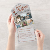 メリークリスマス5枚の写真素朴な木製のホリデーカード オールインワン招待状 (貼ってはがせる)