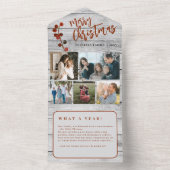 メリークリスマス5枚の写真素朴な木製のホリデーカード オールインワン招待状 (内側)