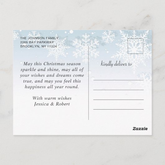 メリークリスマス5素朴フォトコラージュ挨拶 ポストカード (裏面)