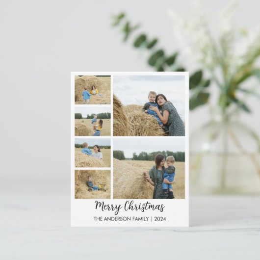 メリークリスマス6フォトグリッド（家族名） シーズンポストカード (スタンド正面)