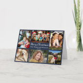 メリークリスマス6フォトコラージブルー シーズンカード (正面)