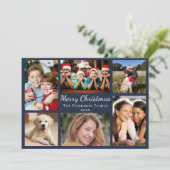 メリークリスマス6フォトコラージブルー シーズンカード (スタンド正面)