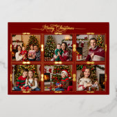 メリークリスマス6フレーム写真フロントレッド 箔シーズンカード (正面)