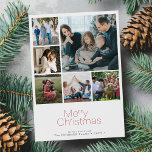 メリークリスマス6写真集モダン シーズンカード<br><div class="desc">シンプルミニマルパーソナライズされたタイポグラフィカスタム写真数々の、家族の名前、文字クリスマスエレガントの休日カード。         両面にパーソナライズ！</div>