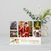 メリークリスマス6枚の写真白い赤い金ゴールド 箔シーズンポストカード (立ち正面)