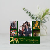 メリークリスマス6枚の写真赤い緑の金ゴールド 箔シーズンポストカード (立ち正面)