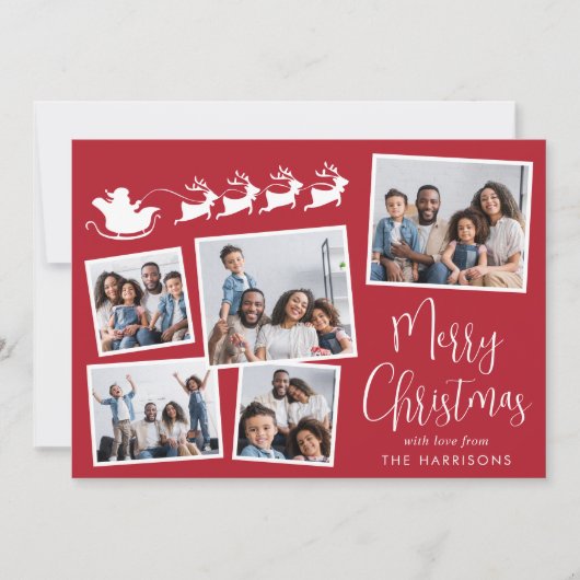 メリークリスマス7フォトコラージサンタスリー シーズンカード (正面)