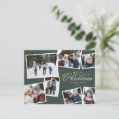 メリークリスマス7写真コラージュのハンターグリーン シーズンポストカード (スタンド正面)