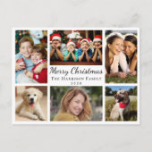 メリークリスマス7枚の写真コラージュ シーズンポストカード (正面)