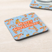 メリークリスマス70年代の溝深いディスコパターン コースター (左側)