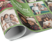 メリークリスマス8フォトコラージアボカドグリーン ラッピングペーパー (ロールコーナー)