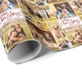 メリークリスマス8フォトコラージュ赤パーソナライズされた色 ラッピングペーパー (ロールコーナー)