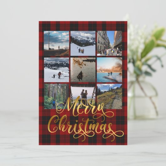 メリークリスマス9フォトコラージュのグリーティングカード (スタンド正面)