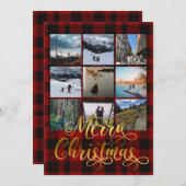メリークリスマス9フォトコラージュのグリーティングカード (正面/裏面)