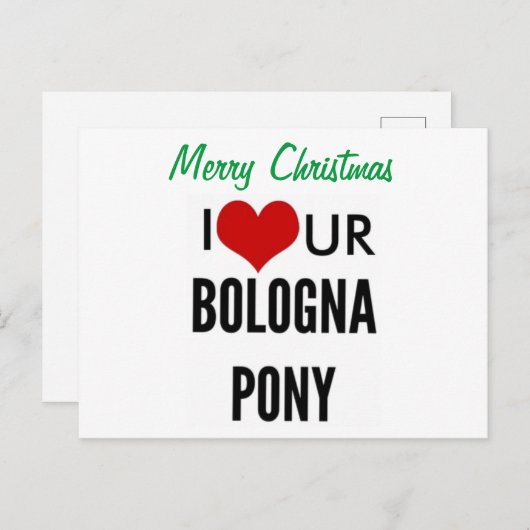 メリークリスマス!あなたのボローニャポニーが大好きよ! シーズンポストカード (正面/裏面)