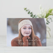 メリークリスマス、あなたの写真と家族の名前 シーズンカード (スタンド正面)